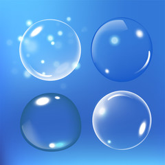 Bubbles under water vector illustration on blue background