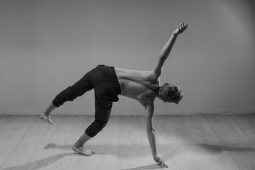 Cute funny boy in dance studio