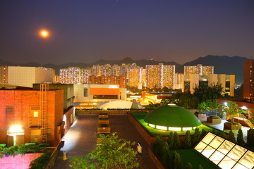 Night view of urban cityscape architecture building