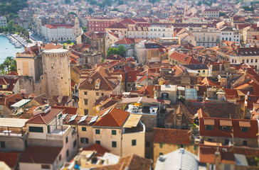 Fototapeta na wymiar Tiled roofs in the old town of Split.