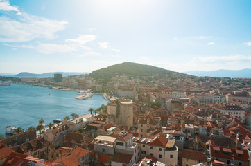 View on the old town of Split and Marjan park.