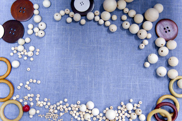 Background with sewing and knitting tools and accesories