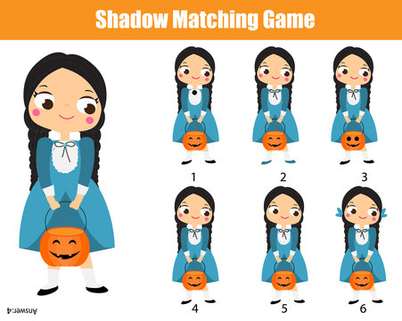 Find the same pictures children educational game. Halloween theme