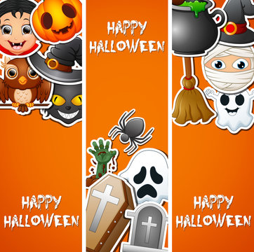Happy halloween background cute stickers 