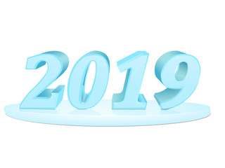 Happy New Year 2019. Inscription of blue vector. vector 3D. Set