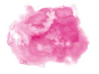 Watercolor. Abstract Pink spot on white watercolor paper.