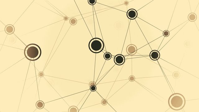 Black and brown points of dynamic network. Loopable conceptual animation