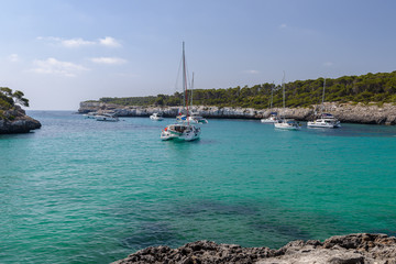Fototapeta na wymiar beautiful sea lagoon with beach and yachts