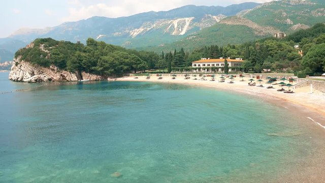 Beautiful Adriatic sea beach in Milocer, Montenegro