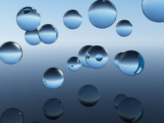 The ball line reflected on the surface