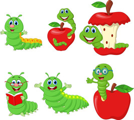 Cartoon funny Caterpillar collection set