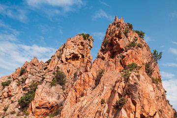 Red rocks in Calanques de Piana, Corsican