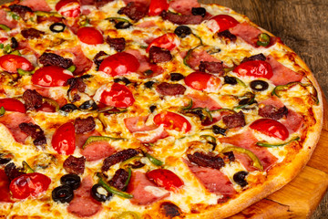 Pizza with sausages