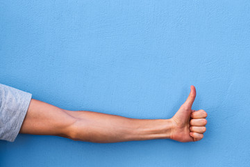 Gesture of approval - Ok! Thumbs up with copy space