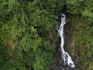 Aerial View of Waterfall in the Tropical Rainforest Mountains