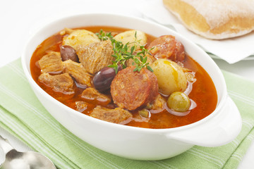 Stew Spanish Pork and  Chorizo Casserole