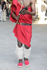 Man and wearing one of the traditional costume of Kenya, Africa