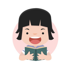  Little Girl Reading A Book vector