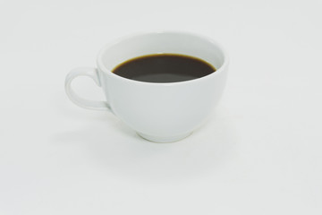 White hot coffee mug welcome to new day with great ideas,Vintage style on white background, Copy Space