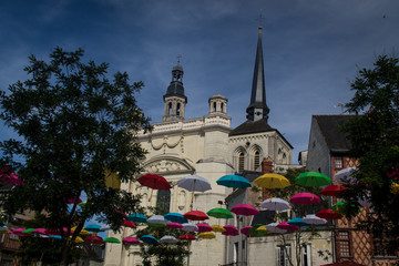 Colourful umbrellas in Saumur, France