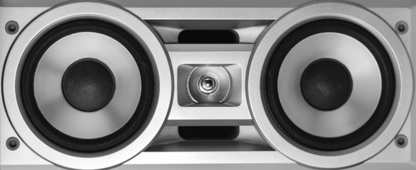 Isolate silver and black speakers