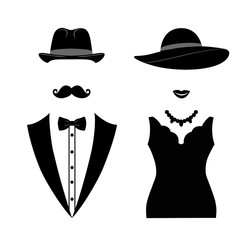 Gentleman and lady icon isolated on white background.
