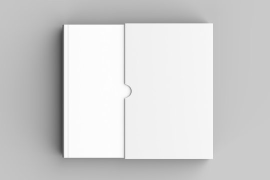 Slipcase book mock up isolated on soft gray background. 3D illustration