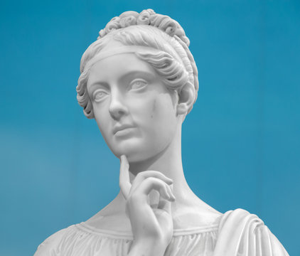 White marble head of young woman