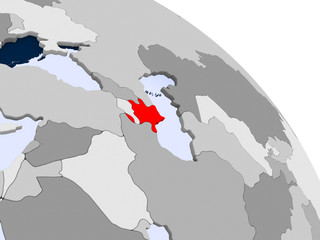 Fototapeta premium Azerbaijan in red on map