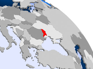 Fototapeta premium Moldova in red on map