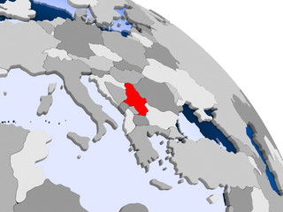 Serbia in red on map