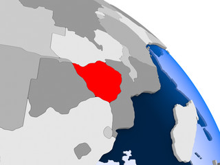 Zimbabwe in red on map