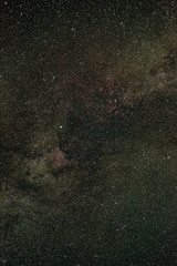 Starry night sky in the northern hemisphere. View of the Milky Way. Long exposure.