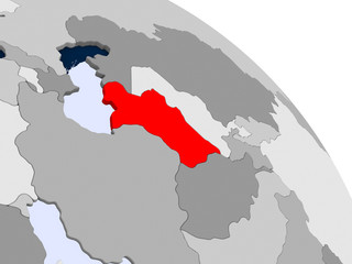 Turkmenistan in red on map