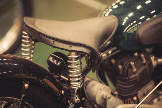 Vintage motorcycle leather saddle