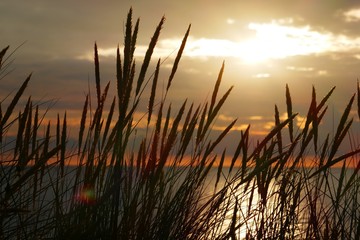 Wunderschöner Sonnenuntergang auf der Urlaubsinsel Sylt Deutschland