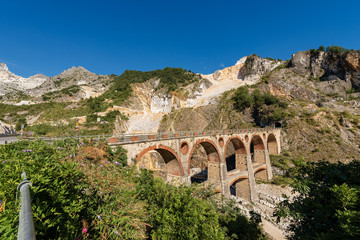 Fototapeta na wymiar White Marble Quarries of Carrara in the Apuan Alps Italy