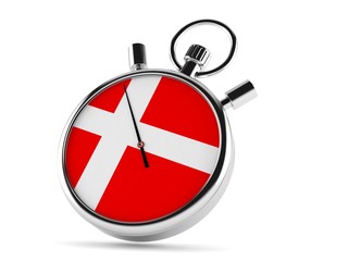 Obraz premium Stopwatch with danish flag