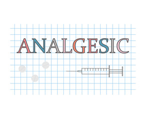 analgesic word on checkered paper sheet- vector illustration