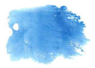 Abstract vibrant blue watercolor on white background.The color splashing on the paper.
