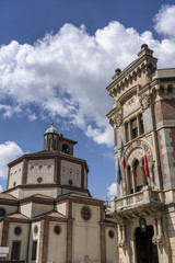 Fototapeta na wymiar Legnano, Italy: Malinverni Palace and San Magno church