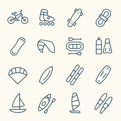 Extreme sports line icons