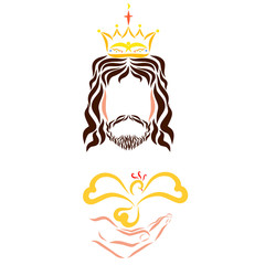 King Jesus Christ with a bird in his hand
