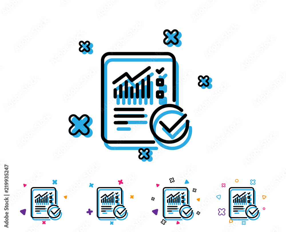 Poster checklist document line icon. analysis chart or sales growth report sign. statistics data symbol. li