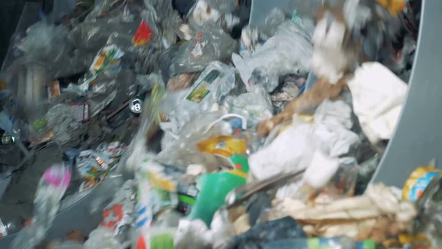 Waste prepared for recycling in a garbage sorting center.