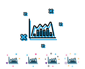 Investment chart line icon. Economic graph sign. Stock exchange symbol. Business finance. Line icon with geometric elements. Bright colourful design. Vector