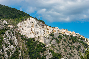 Fototapeta na wymiar Apuan Alps (Alpi Apuane) with the marble quarries. Tuscany, Italy, Europe 