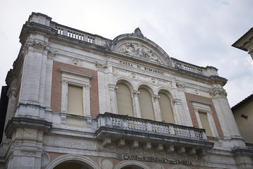 Fototapeta na wymiar Citta di Castello, Italy - August 23, 2018 : Palazzo of Cassa di Risparmio