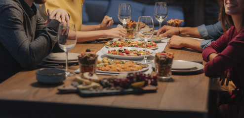 Friends Enjoying at Dinner Party