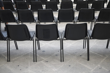 Citta di Castello, Italy - August 23, 2018 : Chairs in a square